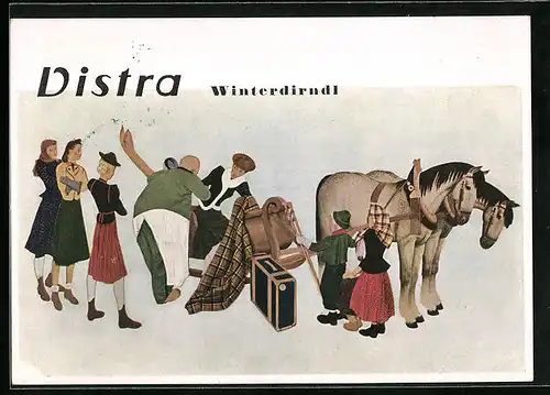 AK Reklame für Distra Winterdirndl