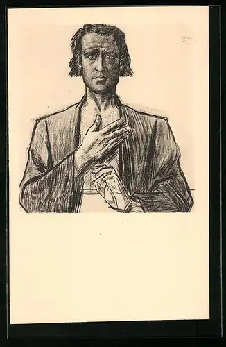 Künstler-AK Jan Toorop: Herr mit mitfühlender Geste