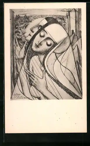 Künstler-AK Jan Toorop: Die Nonne und der Geistliche