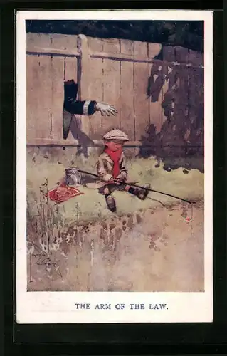 Künstler-AK Lawson Wood: Polizist versucht kleinen Angler zu fassen