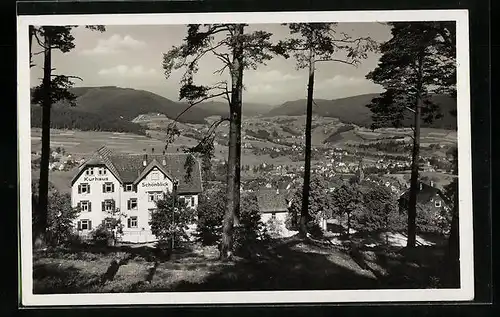 AK Baiersbronn, Kurhaus Schönblick und Ortsansicht von oben