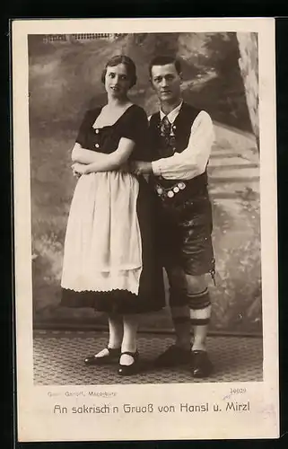 AK Hansl u. Mirzl in Trachten