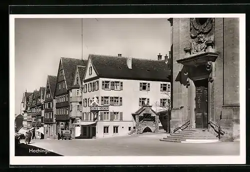 AK Hechingen, Strassenpartie mit Cafe Röcker