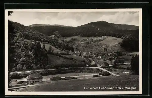 AK Schönmünzach, Totalansicht mit Bahnhof