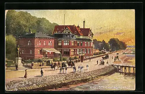 Künstler-AK Kiel, Strandpromenade