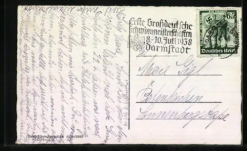 AK Darmstadt, Teich und Russische Kirche