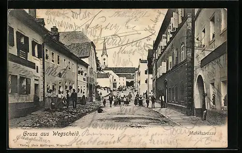 AK Wegscheid, Marktstrasse mit Kirche