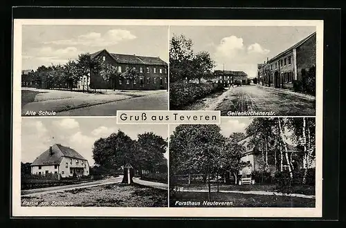 AK Teveren, Geilenkirchenerstrasse, Forsthaus Neuteveren, Alte Schule