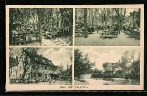 AK Lohof, Gasthaus Gerasmühle, Garten, Terrasse