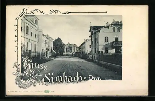 AK Simbach a. Inn, Innstrasse mit Bäumen