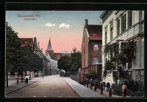 AK Sommerfeld /Ffo., Schulstrasse in der Dämmerung