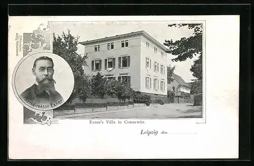 AK Leipzig, Exner`s Villa in Connewitz, Portrait des Bankdirektors