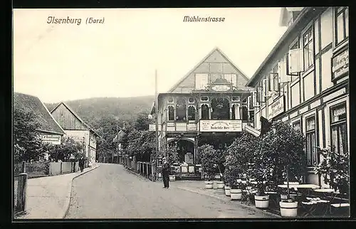 AK Ilsenburg /Sa.-Anhalt, Mühlenstrasse mit Gasthäusern