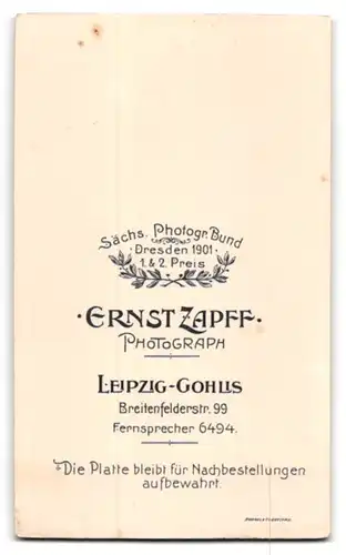 Fotografie Ernst Zapff, Leipzig-Gohlis, Breitenfelderstrasse 99, Soldat des 107. Rgts. in Uniform