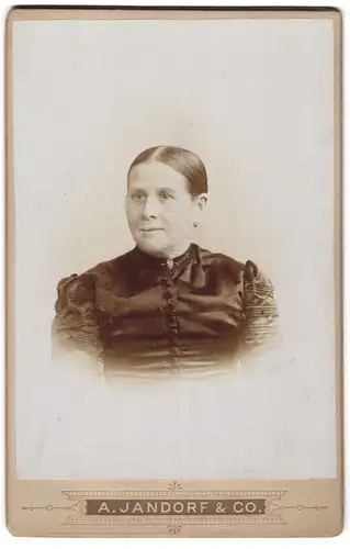 Fotografie A. Jandorf & Co., Berlin-SW, Belle-Alliance-Str. 1 & 2, Bürgerliche Dame mit zurückgebundenem Haar