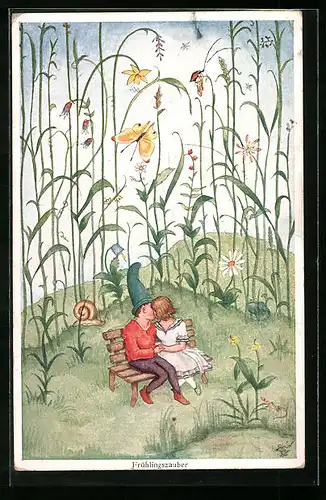 Künstler-AK Wohlgemuth & Lissner, Primus-Postkarte No. 3410: Frühlingszauber