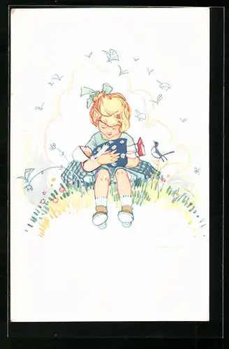 Künstler-AK sign. H. Rüker-Lott: Kind wiegt Puppe