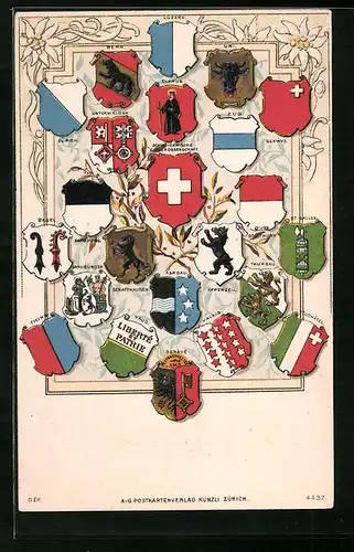 Künstler-AK Schweiz, Wappen der Kantone