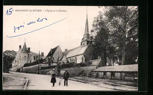 AK Beaumont-les-Autels, L`Église et le Château