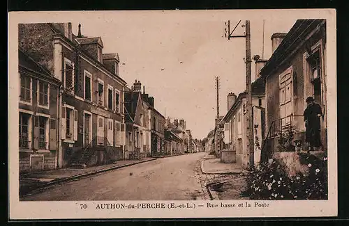 AK Authon-du-Perche, Rue basse et la Poste