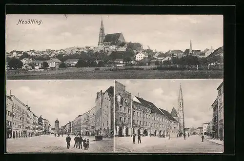 AK Neuötting, Ortsansicht und Strassenpartien
