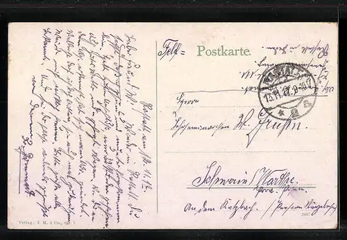 AK Rastatt, Marktplatz mit Schlossstrasse