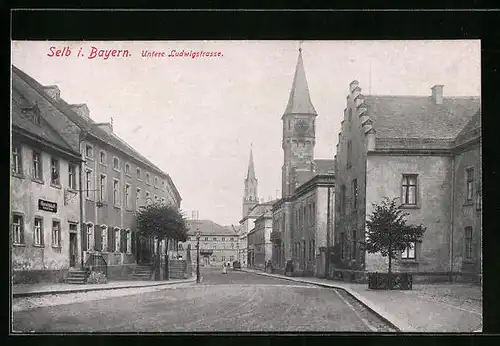 AK Selb i. Bayern, Untere Ludwigstrasse mit Turm