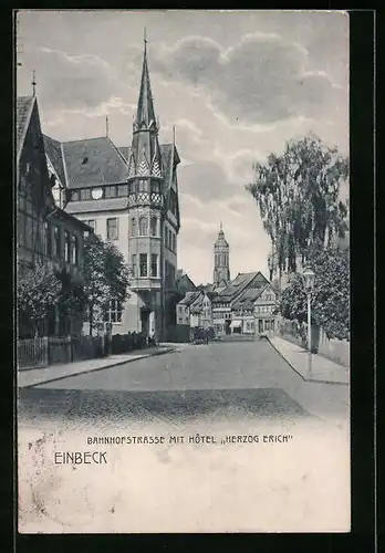 AK Einbeck, Bahnhofstrasse mit Hotel Herzog Erich
