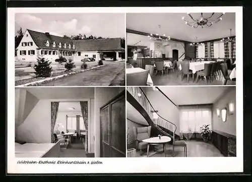 AK Reinhardshain b. Giessen, Autobahn-Rasthaus, Innen- und Aussenansichten