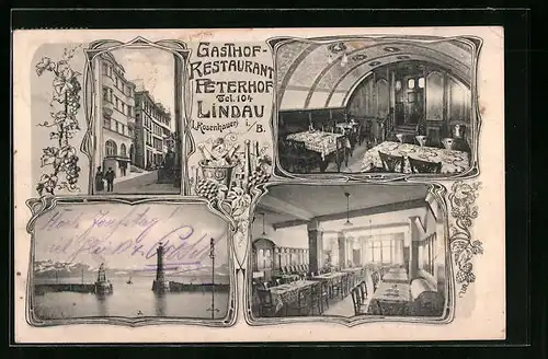 AK Lindau i. B., Gasthof Peterhof Innen- und Aussenansicht