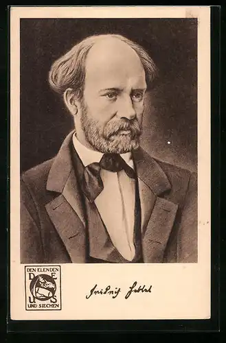 AK Friedrich Hebbel, Portrait mit Vollbart