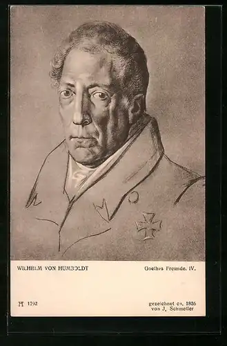 AK Wilhelm von Humboldt, Portrait mit Eisernem Kreuz