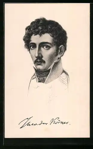 AK Theodor Körner, Portrait mit hohem Uniformkragen