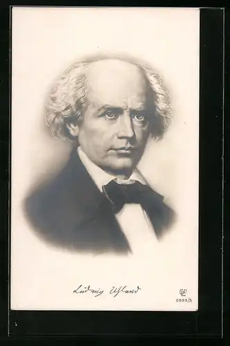 AK Ludwig Uhland, Portrait mit Fliege