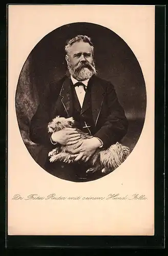 AK Fritz Reuter, Portrait mit seinem Hund