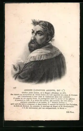 AK Arioste, Portrait des Dichters