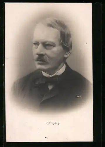 AK Gustav Freytag, Portrait des Dichters