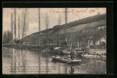 AK Dreux, Bords de l`Eure et Ruines du Chateau