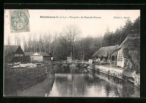 AK Maintenon, Vue prise du Pont de Pierres