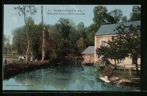 AK Yermenonville, Bords de la Voise et Moulin des Gres