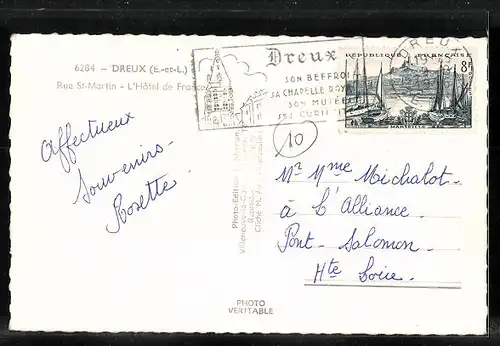 AK Dreux, Rue St-Martin, L`Hotel de France