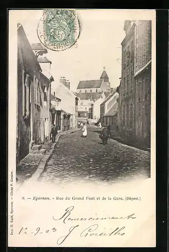 AK Épernon, Rue du Grand-Pont et de la Gare