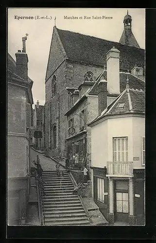 AK Épernon, Marches et Rue Saint-Pierre