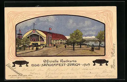 Künstler-AK Zürich, Eidg. Sängerfest 1905, Festhalle