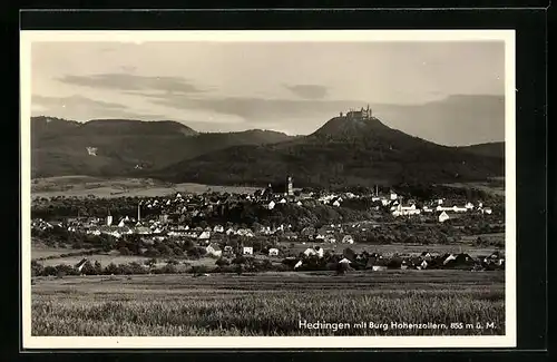 AK Hechingen, Teilansicht mit Burg Hohenzollern