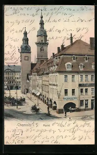 AK Chemnitz, Markt mit Rathaus