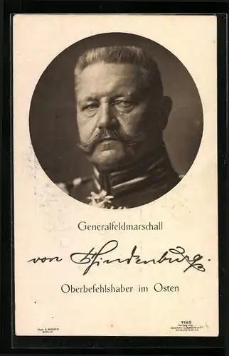 AK Generalfeldmarschall Paul von Hindenburg, Oberbefehlshaber im Osten