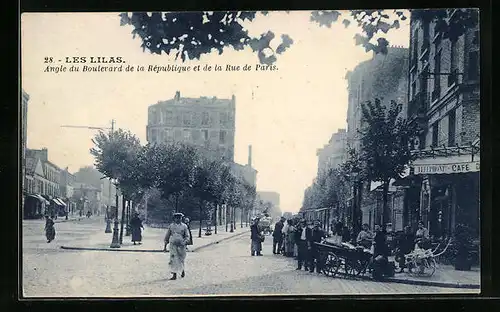 AK Les Lilas, Angle du Boulevard de la République et de la Rue de Paris
