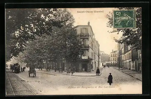 AK Saint-Ouen, Avenue des Batignolles et Rue Garibaldi