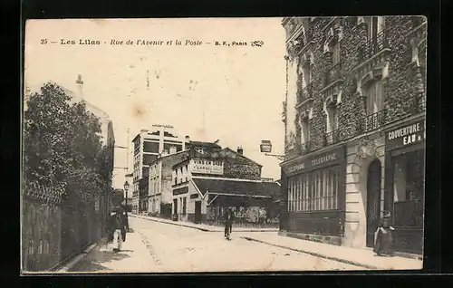 AK Les Lilas, Rue de l`Avenir et la Poste